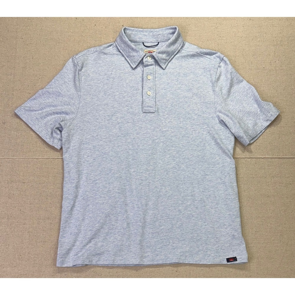 Faherty Brand Mens Small Short Sleeve‎ Polo Shirt Light Blue Heathered